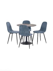 Julian Bowen Black/Blue Nero 80cm Round Dining Set with 4 Lottie Chairs - Image 5 of 8