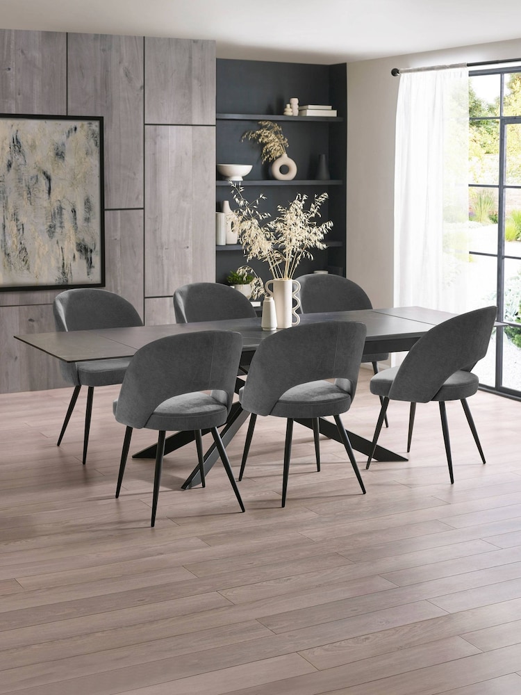 Julian Bowen Set of 6 BlackGrey Osaka Extending Dining Ella Chairs - Image 1 of 11 Julian Bowen Set of 6 BlackGrey Osaka Extending Dining Ella Chairs - Image 1 of 11