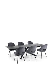 Julian Bowen Set of 6 BlackGrey Osaka Extending Dining Ella Chairs - Image 2 of 11