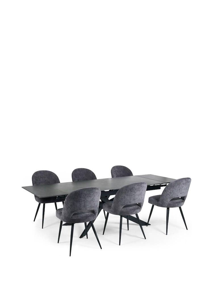 Julian Bowen Set of 6 BlackGrey Osaka Extending Dining Ella Chairs - Image 2 of 11 Julian Bowen Set of 6 BlackGrey Osaka Extending Dining Ella Chairs - Image 2 of 11