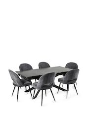Julian Bowen Set of 6 BlackGrey Osaka Extending Dining Ella Chairs - Image 3 of 11