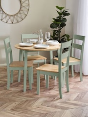 Julian Bowen Sage Green/Natural Oak Linwood Round Dropleaf Dining Set with 4 Chairs - Image 1 of 6