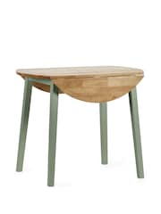 Julian Bowen Sage Green/Natural Oak Linwood Round Dropleaf Dining Set with 4 Chairs - Image 3 of 6