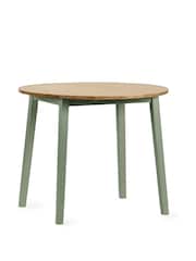 Julian Bowen Sage Green/Natural Oak Linwood Round Dropleaf Dining Set with 4 Chairs - Image 4 of 6