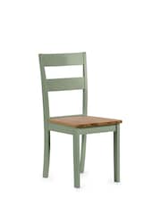 Julian Bowen Sage Green/Natural Oak Linwood Round Dropleaf Dining Set with 4 Chairs - Image 5 of 6