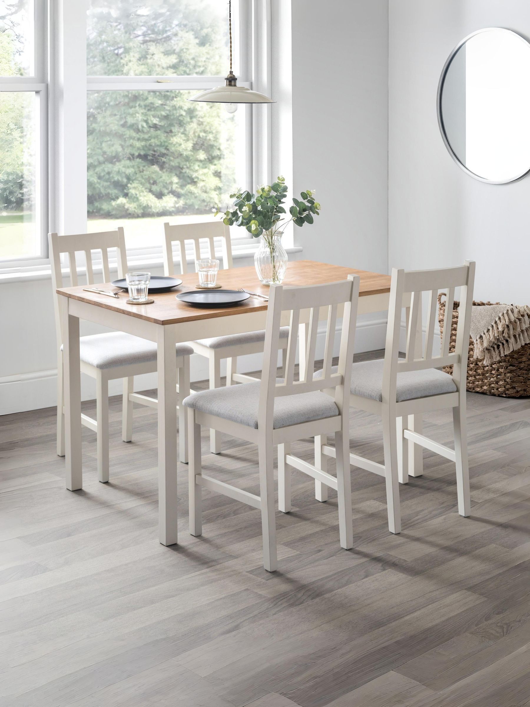 Julian Bowen Unisex Ivory/Oak Coxmoor Rectangular Dining Set With 4 Chairs - Image 1