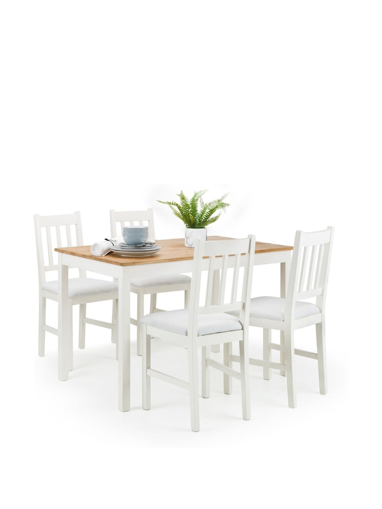 Julian Bowen Ivory/Oak Coxmoor Rectangular Dining Set with 4 Chairs - Image 2 of 6 Julian Bowen Ivory/Oak Coxmoor Rectangular Dining Set with 4 Chairs - Image 2 of 6