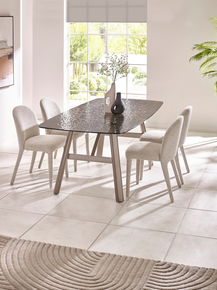 Julian Bowen Smoked Glass/Beige Callisto Glass Dining Set with 4 Holly Chairs - Image 1 of 9 Julian Bowen Smoked Glass/Beige Callisto Glass Dining Set with 4 Holly Chairs - Image 1 of 9