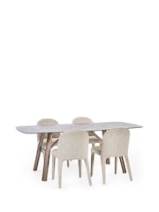 Julian Bowen Smoked Glass/Beige Callisto Glass Dining Set with 4 Holly Chairs - Image 2 of 9