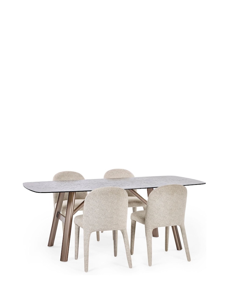 Julian Bowen Smoked Glass/Beige Callisto Glass Dining Set with 4 Holly Chairs - Image 2 of 9 Julian Bowen Smoked Glass/Beige Callisto Glass Dining Set with 4 Holly Chairs - Image 2 of 9