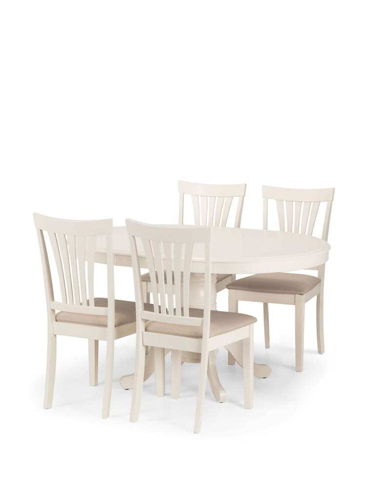 Julian Bowen Ivory Stanmorer Round Extending Dining Set with 4 Chairs - Image 2 of 5 Julian Bowen Ivory Stanmorer Round Extending Dining Set with 4 Chairs - Image 2 of 5