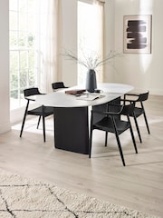Julian Bowen White/Black Bolivia Oval Dining Set with 4 Franklin Chairs - Image 1 of 9