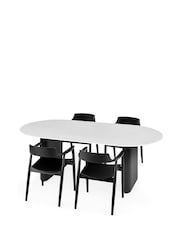 Julian Bowen White/Black Bolivia Oval Dining Set with 4 Franklin Chairs - Image 2 of 9