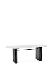 Julian Bowen White/Black Bolivia Oval Dining Set with 4 Franklin Chairs - Image 3 of 9