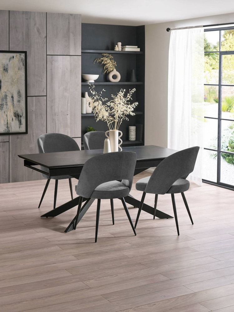 Julian Bowen Set of 4 BlackGrey Osaka Extending Dining Ella Chairs - Image 1 of 10 Julian Bowen Set of 4 BlackGrey Osaka Extending Dining Ella Chairs - Image 1 of 10