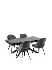 Julian Bowen Set of 4 BlackGrey Osaka Extending Dining Ella Chairs - Image 2 of 10