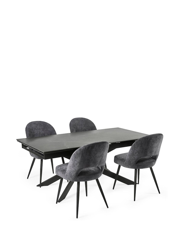 Julian Bowen Set of 4 BlackGrey Osaka Extending Dining Ella Chairs - Image 2 of 10 Julian Bowen Set of 4 BlackGrey Osaka Extending Dining Ella Chairs - Image 2 of 10