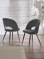 Julian Bowen Set of 4 BlackGrey Osaka Extending Dining Ella Chairs - Image 5 of 10