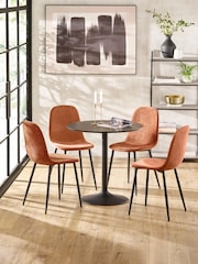 Julian Bowen Black/Orange Nero 80cm Round Dining Set with 4 Lottie Chairs - Image 1 of 8