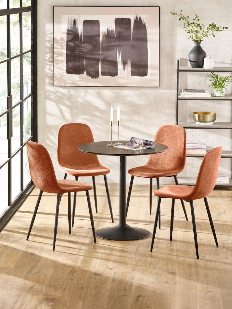 Julian Bowen Black/Orange Nero 80cm Round Dining Set with 4 Lottie Chairs - Image 1 of 8