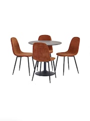 Julian Bowen Black/Orange Nero 80cm Round Dining Set with 4 Lottie Chairs - Image 2 of 8