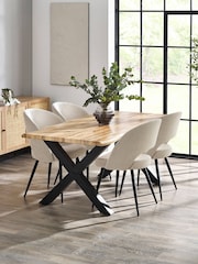Julian Bowen Oak/Black Harvey Curved Edge Dining Set with 4 Ella Chairs - Image 1 of 7