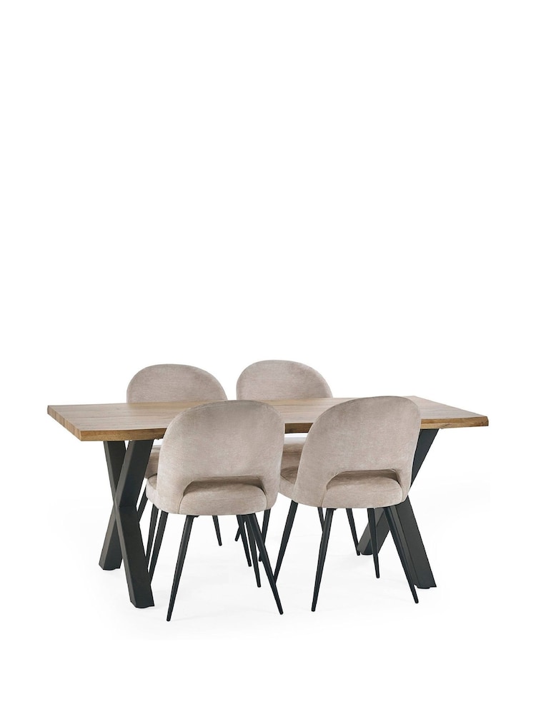 Julian Bowen Oak/Black Harvey Curved Edge Dining Set with 4 Ella Chairs - Image 2 of 7 Julian Bowen Oak/Black Harvey Curved Edge Dining Set with 4 Ella Chairs - Image 2 of 7