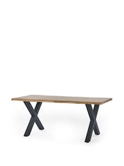 Julian Bowen Oak/Black Harvey Curved Edge Dining Set with 4 Ella Chairs - Image 3 of 7