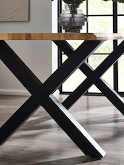 Julian Bowen Oak/Black Harvey Curved Edge Dining Set with 4 Ella Chairs - Image 4 of 7