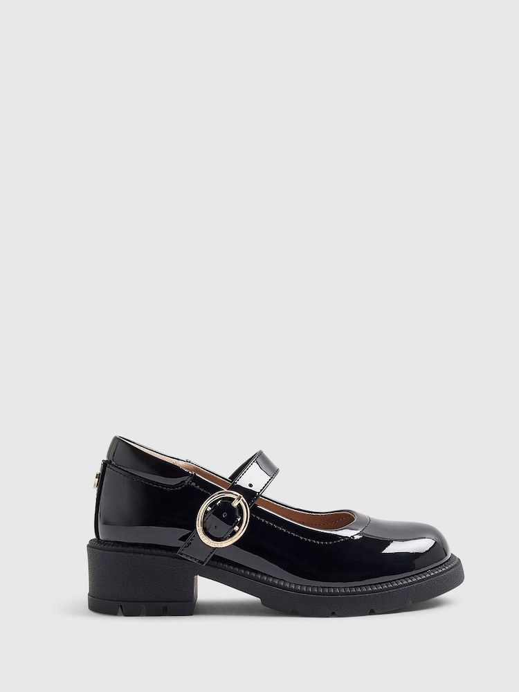 River Island Black Back To School Heeled Mary Jane Shoes - Image 1 of 5