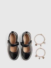 River Island Black Back To School Chain Bracelet Mary Jane Shoes - Image 4 of 6