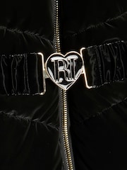River Island Black Long Line Velour Glam School Puffer Coat - Image 4 of 4