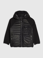 River Island Black Back To School Lightweight Hooded Jacket - Image 1 of 4