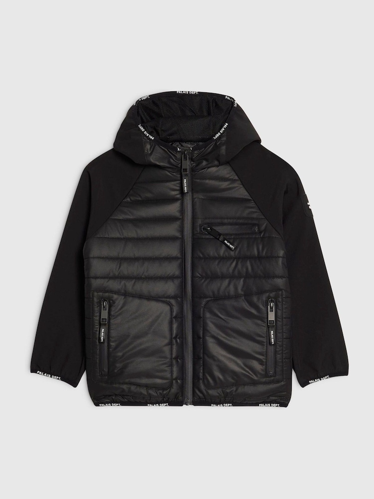 River Island Black Back To School Lightweight Hooded Jacket - Image 1 of 4