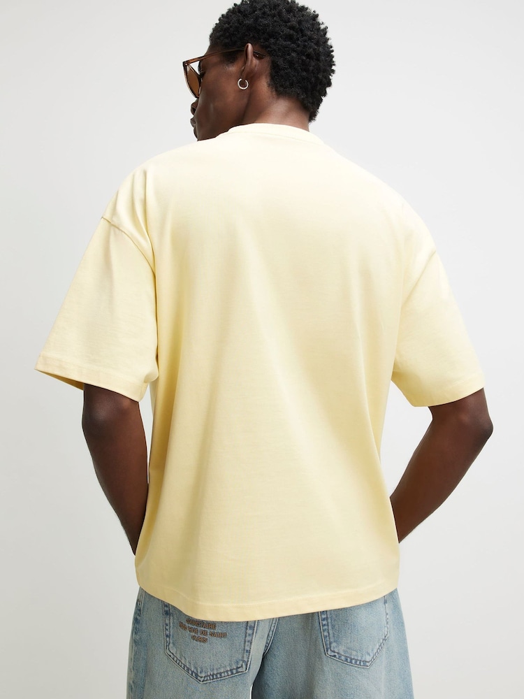 River Island Yellow Oversized Cote Bleue Fish T-Shirt - Image 2 of 4