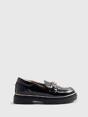River Island Black Back To School Heart Snaffle Loafers - Image 1 of 3