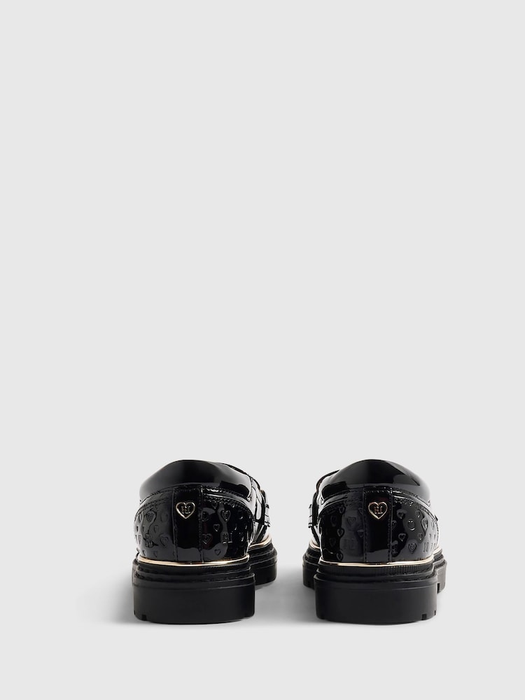 River Island Black Back To School Heart Snaffle Loafers - Image 3 of 3