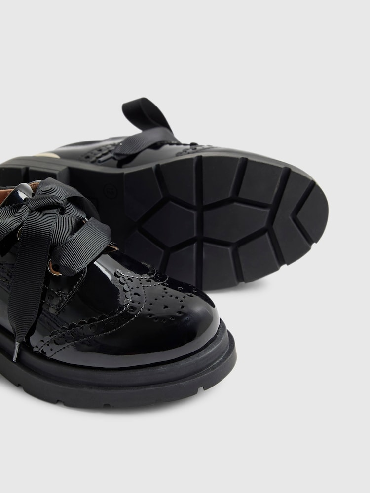 River Island Black Lace Up Brogue School Shoes - Image 6 of 6