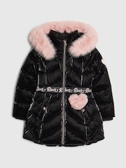 River Island Black Back To School Hi Shine Padded Coat - Image 1 of 4