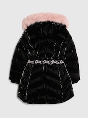 River Island Black Back To School Hi Shine Padded Coat - Image 2 of 4