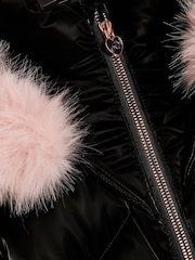 River Island Black Back To School Hi Shine Padded Coat - Image 3 of 4