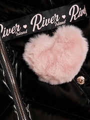 River Island Black Back To School Hi Shine Padded Coat - Image 4 of 4