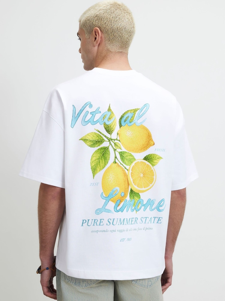 White Vita Al Lemon - River Island Oversized Short Sleeve T-Shirt - صورة 1 من 4