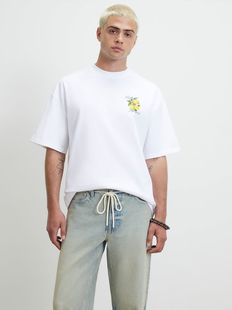 White Vita Al Lemon - River Island Oversized Short Sleeve T-Shirt - صورة 2 من 4