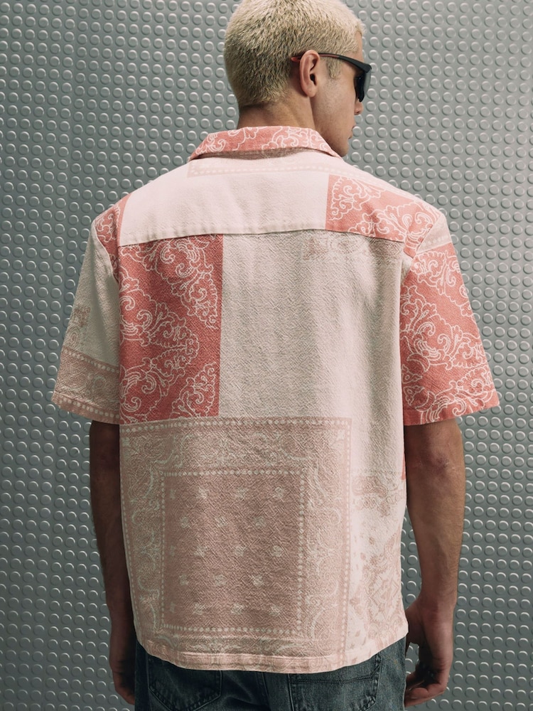 River Island Pink Slim Fit Tapestry Shirt - Image 2 of 4