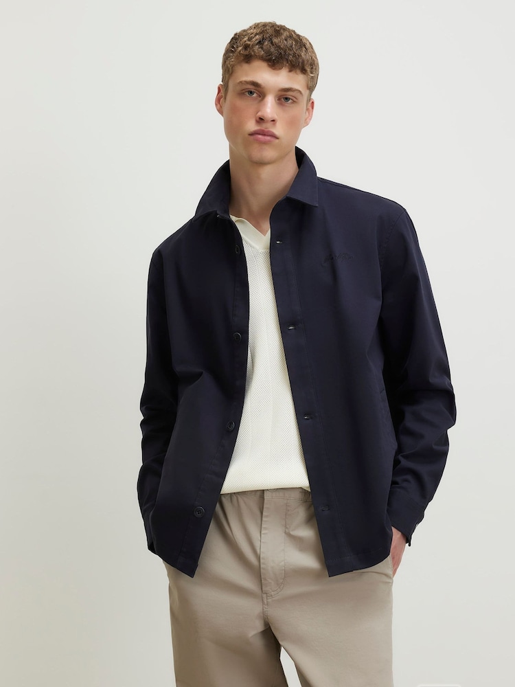 River Island Navy Slim Fit Overshirt - Image 1 of 4 River Island Navy Slim Fit Overshirt - Image 1 of 4