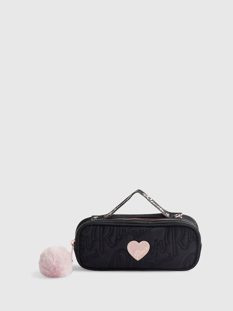 River Island Black Back To School Nylon Pencil Case Bag - Image 1 of 5