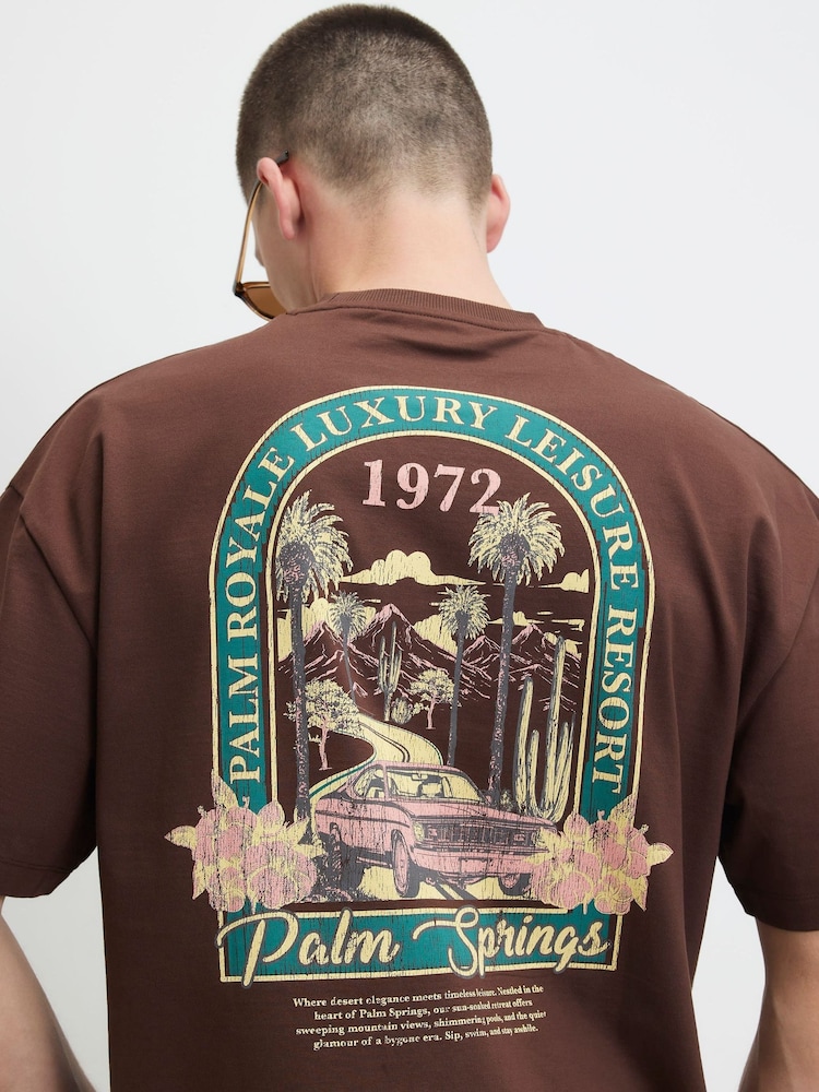 River Island Brown Oversized Cote Bleue Crest T-Shirt - Image 4 of 4