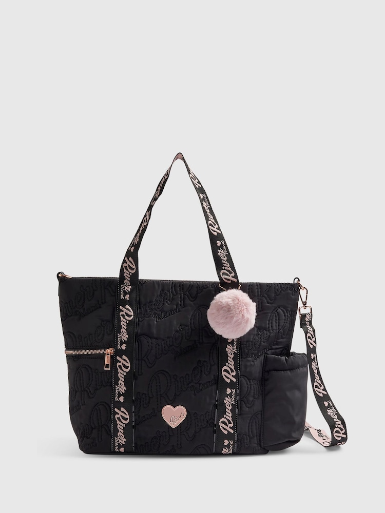 River Island Black Back To School Nylon Shopper - Image 1 of 5