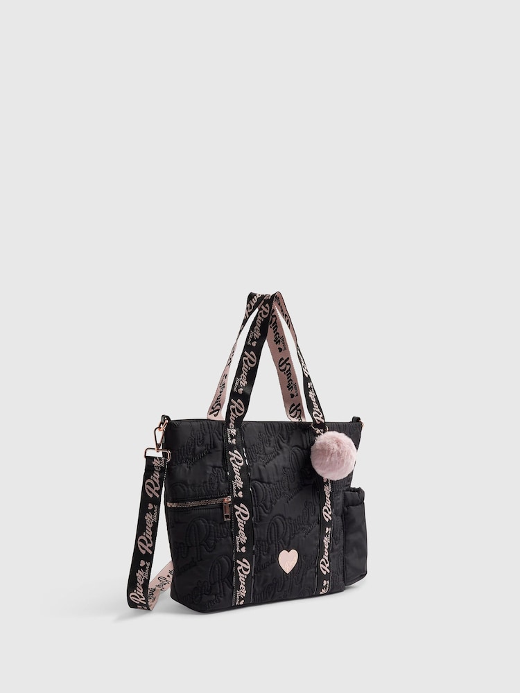 River Island Black Back To School Nylon Shopper - Image 2 of 5